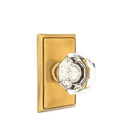 Emtek Old Town Crystal Knob 2-3/8 in Backset Passage w/Rectangular Rose for 1-1/4 in to 2 in Door 8121OTUS7